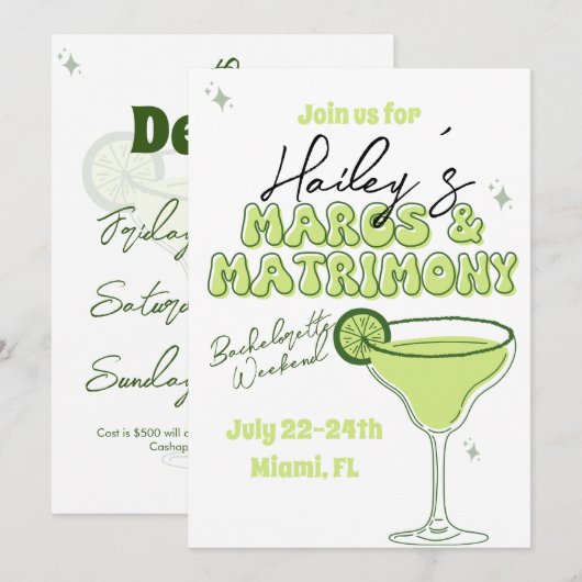 Margs en huwelijk bachelorette uitnodiging eindelo (Voorkant / Achterkant)