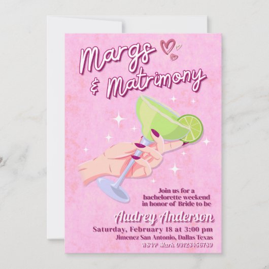 Margs en Huwelijk - Bachelorette Weekend Kaart (Voorkant)