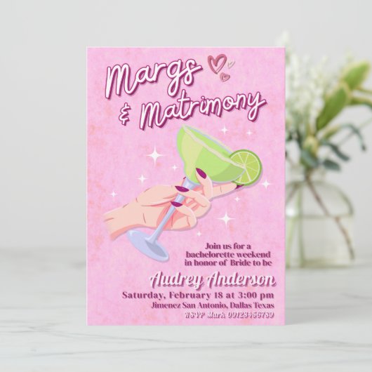 Margs en Huwelijk - Bachelorette Weekend Kaart (Staand voorkant)