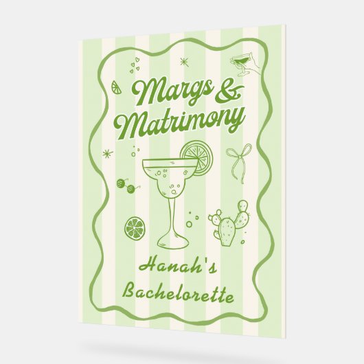 Margs en Huwelijk Bachelorette Welkom Acryl Bord (Hoek)