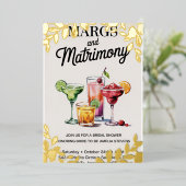 Margs en huwelijk bruids douche uitnodiging | Wat (Staand Voorkant)