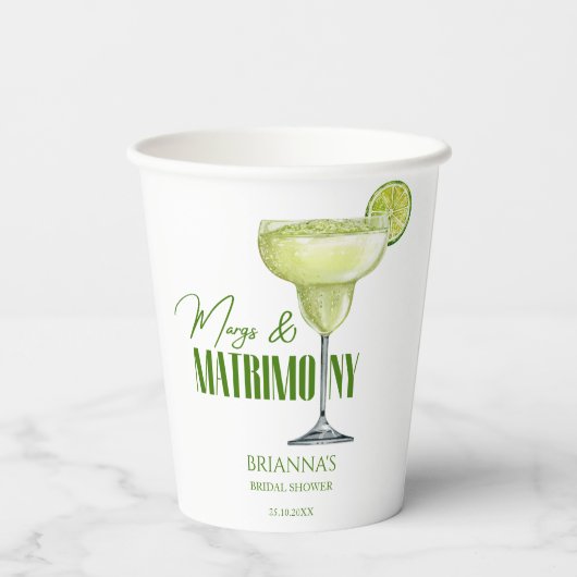 Margs en huwelijk bruidsfeest geborduurd papieren bekers (Achterkant)