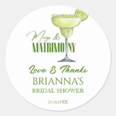 Margs en huwelijk bruidsfeest met monogram ronde sticker (Voorkant)