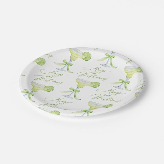 Margs en Huwelijk Geborduurd Bruidsfeest Papieren Bordje (Gekanteld)