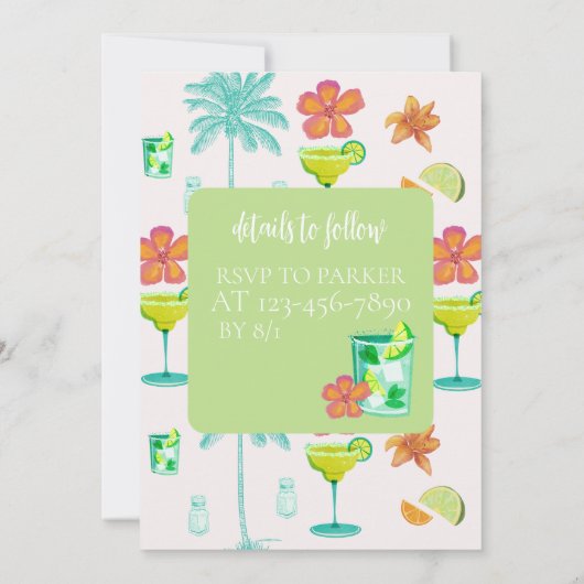 Margs en Huwelijk Green Fiesta Bachelorette Kaart (Achterkant)