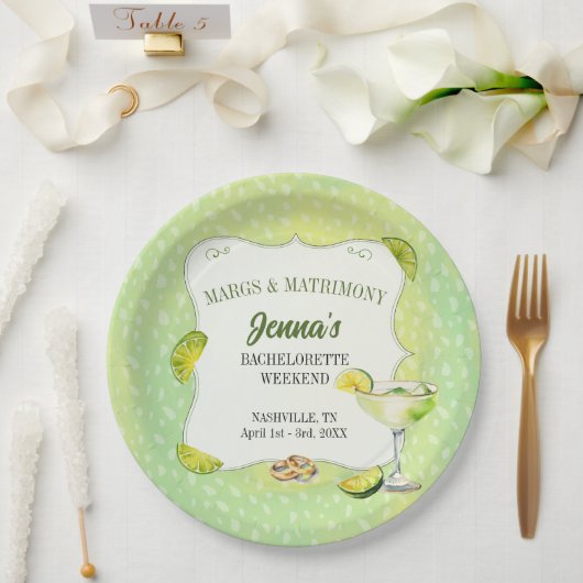 Margs en Huwelijk Juffrouwenfeest Papieren Bordje (Huwelijk)