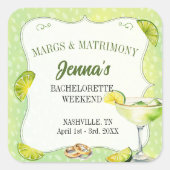 Margs en Huwelijk Juffrouwenfeestje Vierkante Sticker (Voorkant)
