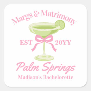 Margs en Huwelijk Margaritas Bachelorette Feestje Vierkante Sticker