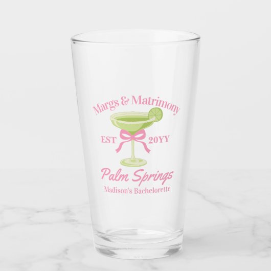 Margs en Huwelijk Margaritas Bachelorette Party Glas (Voorkant)