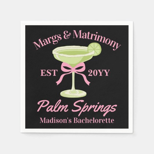 Margs en Huwelijk Margaritas Bachelorette Party Servet (Voorkant)