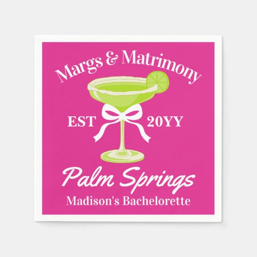 Margs en Huwelijk Margaritas Bachelorette Party Servet (Voorkant)