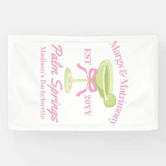 Margs en Huwelijk Margaritas Bachelorette Party Spandoek (Horizontaal)