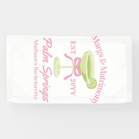Margs en Huwelijk Margaritas Bachelorette Party Spandoek (Horizontaal)