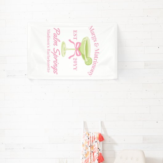 Margs en Huwelijk Margaritas Bachelorette Party Spandoek (Insitu)