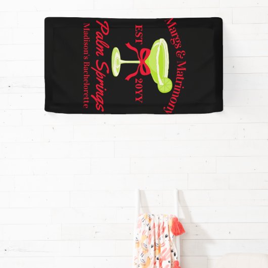 Margs en Huwelijk Margaritas Bachelorette Party Spandoek (Insitu)