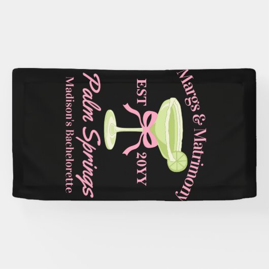 Margs en Huwelijk Margaritas Bachelorette Party Spandoek (Horizontaal)