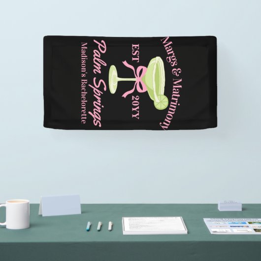 Margs en Huwelijk Margaritas Bachelorette Party Spandoek (Beurs)