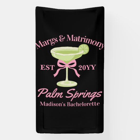 Margs en Huwelijk Margaritas Bachelorette Party Spandoek (Verticaal)