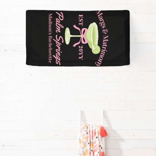 Margs en Huwelijk Margaritas Bachelorette Party Spandoek (Insitu)