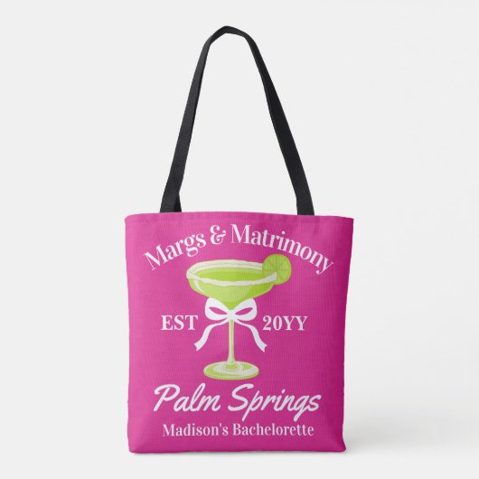 Margs en Huwelijk Margaritas Bachelorette Party Tote Bag (Achterkant)