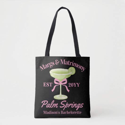 Margs en Huwelijk Margaritas Bachelorette Party Tote Bag (Voorkant)