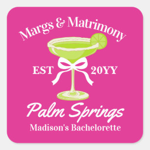 Margs en Huwelijk Margaritas Bachelorette Party Vierkante Sticker
