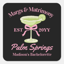 Margs en Huwelijk Margaritas Bachelorette Party Vierkante Sticker