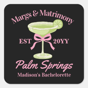Margs en Huwelijk Margaritas Meidenavakantie Vierkante Sticker