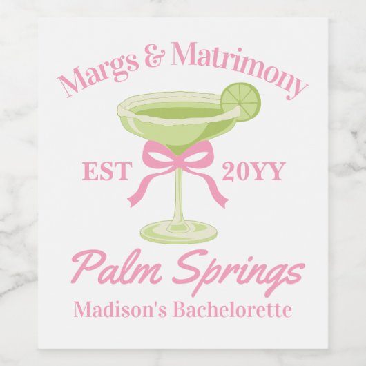 Margs en Huwelijk Margaritas vrijgezellenfeest Wijn Etiket (Enkel label)