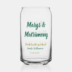 Margs en huwelijk naam datum vrijgezellenfeest par blikvorm glas