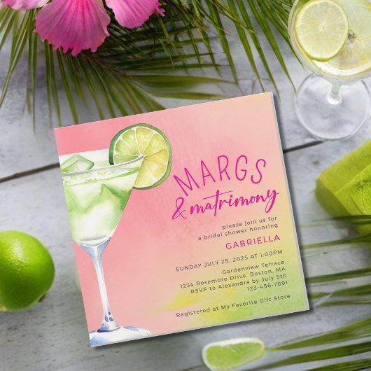 Margs en Huwelijk Roze Groen Vrijgezellenfeest Kaart