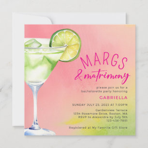 Margs en Huwelijk Roze Groene Bachelorette Party Kaart