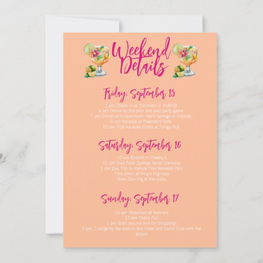 Margs en Huwelijk Tequila & Fiesta Bachelorette Kaart (Achterkant)