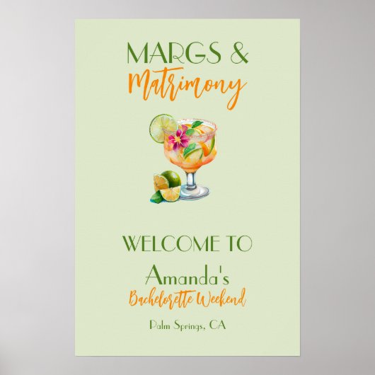 Margs en Huwelijk Tequila & Fiesta Bachelorette Poster (Voorkant)