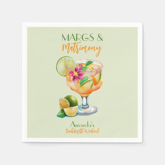 Margs en Huwelijk Tequila & Fiesta Meidenavakantie Servet (Voorkant)