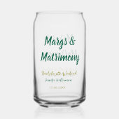 Margs en huwelijk voeg naam datum vrijgezellenfees blikvorm glas (Achterkant)