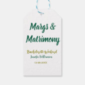 Margs en huwelijk voeg naam datum vrijgezellenfees cadeaulabel (Achterkant)