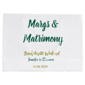 Margs en huwelijk voeg naam datum vrijgezellenfees groot cadeauzakje (Achterkant)