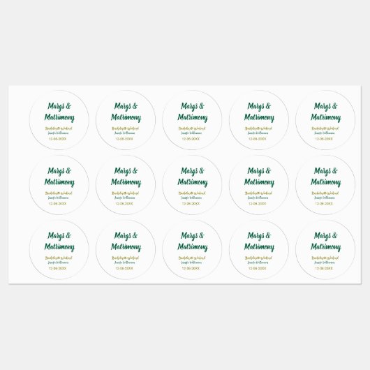 Margs en huwelijk voeg naam datum vrijgezellenfees labels (Vel)