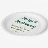 Margs en huwelijk voeg naam datum vrijgezellenfees papieren bordje (Gekanteld)