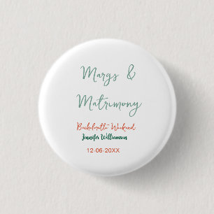 Margs en huwelijk voeg naam datum vrijgezellenfees ronde button 3,2 cm