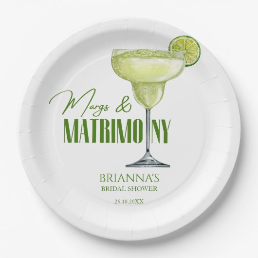 Margs en huwelijk vrijgezellenfeest monogrammed papieren bordje (Voorkant)