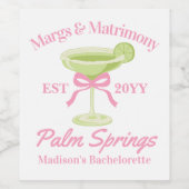 Margs en Huwelijks Margaritas Meidenavondje Wijn Etiket (Enkel label)