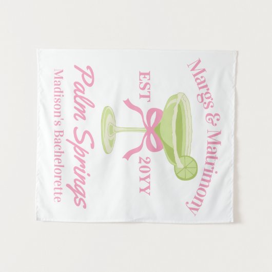 Margs en Matrimony Bachelorette Party Achtergrond Wandkleed (Voorkant (horizontaal))