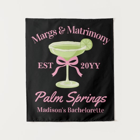 Margs en Matrimony Bachelorette Party Achtergrond Wandkleed (Voorkant)