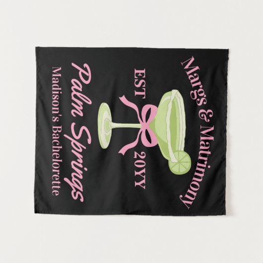 Margs en Matrimony Bachelorette Party Achtergrond Wandkleed (Voorkant (horizontaal))