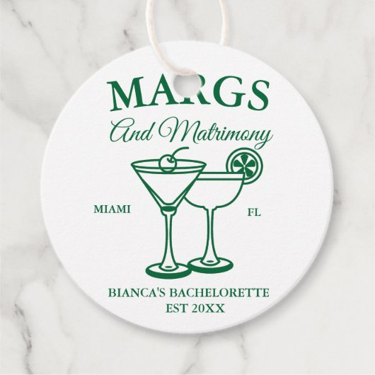 Margs en Matrimony Beach Bachelorette feest Bedankjes Labels (Voorkant)