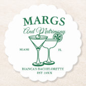 Margs en Matrimony Beach Bachelorette feest Kartonnen Onderzetters (Voorkant)