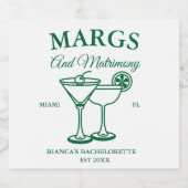 Margs en Matrimony Beach Bachelorette feest Likeurfles Etiket (Enkel label)