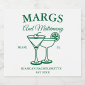 Margs en Matrimony Beach Bachelorette feest Sparkling Wijnetiket (Enkel label)